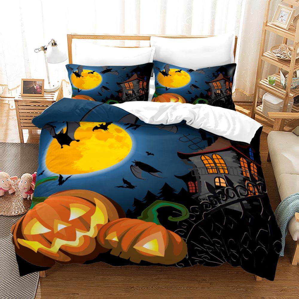 3D Halloween Bedding Set Pumpkin Ghost Quilt Cover Pillow Case 2 or 3 Pieces DE135 * 200 Halloween Atmosphere Decoration Soft Home Decoration