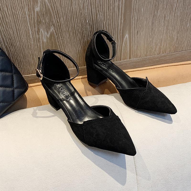 Fashion 2025 Summer New Women Hihg Heels Simple Low Heels Pointed Toe Shoes Women Fashion Footwear Ladies Fashionable Pearl Women Shoes