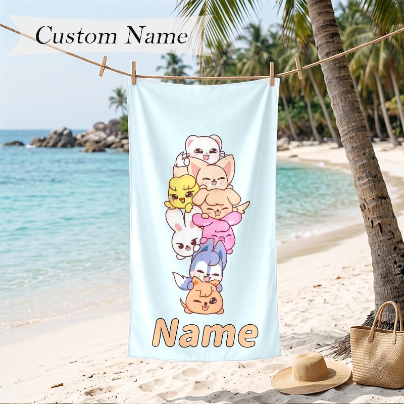 Skzoo Custom Name Printed Beach Towel Personalized Soft Towel For Swimming Beach Travel