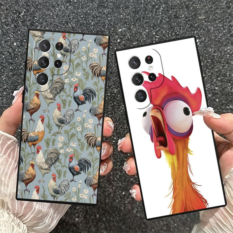 Chicken Hen Rooster Soft Phone Case for Samsung Galaxy S26 S25 Edge S24 Ultra S23 Plus S22 S21 FE S20 Black Cover Back Shell