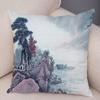 Traditional Chinese Scenic Cushion Covers Set Watercolor Style Soft Pillow for Living Room Bedroom Study Space Artistic xcm