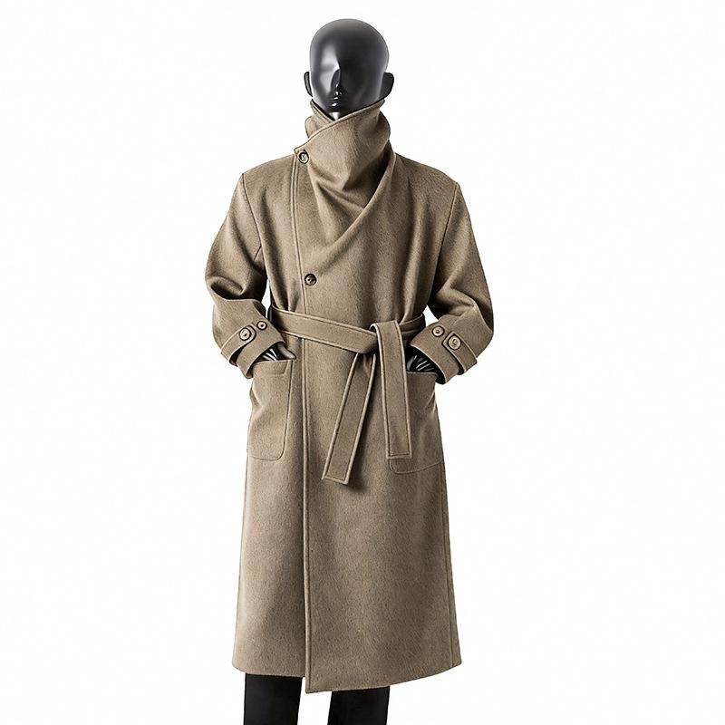 Мужской роскошный кашемировый длинный пальто - Большого размера, Свободный крой, С отворотами