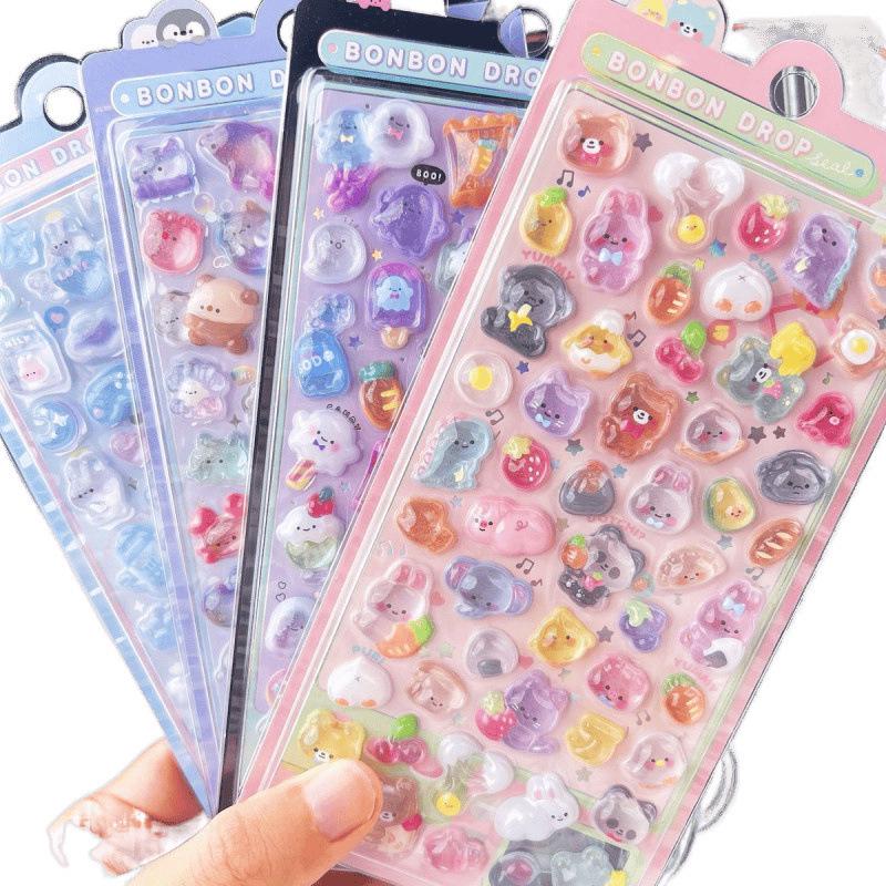 3D Мультяшные Кристальные Бриллиантовые Пухлые Наклейки для Детей - Милые Декоративные Наклейки для Девочек