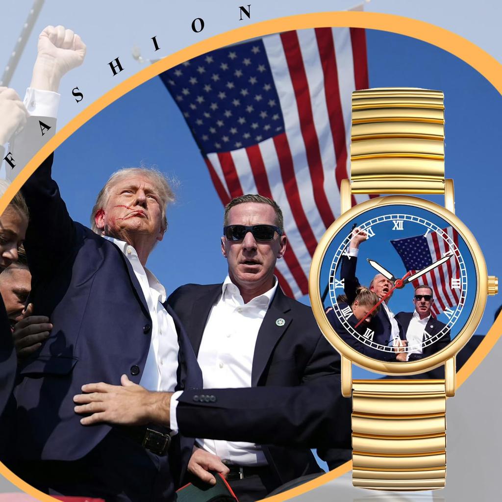 Часы с изображением инцидента со стрельбой бывшего президента Трампа, аналоговые водонепроницаемые, с римским алфавитом, стильные кварцевые часы унисекс, серебряные, золотые, модный аксессуар