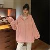 Women Long Sleeve Hooded O Neck Loose Pullovers Female Tops Solid Color Sweatshirts