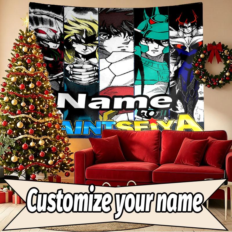 Custom Name Personalized Saint Seiya Print Tapestry, Wall Art Decor, Bedroom, Dorm, Apartment, LivingRoom, Party Backdrop, Gift for Birthday