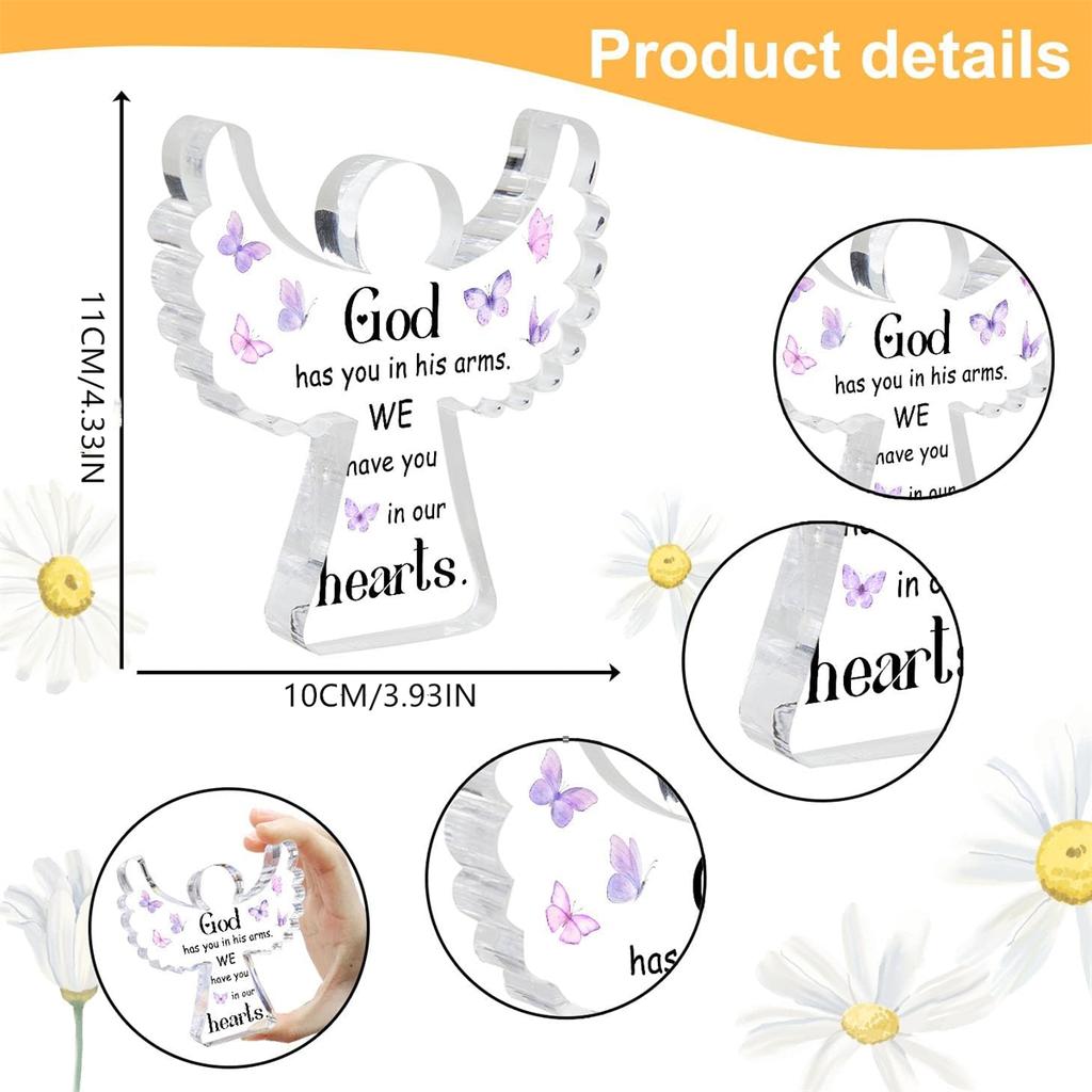 Condolences Grieving Gift, Angel Acrylic Memorial Condolence Gift, Sympathy Sign for Home Living Room Table Centerpiece Decor