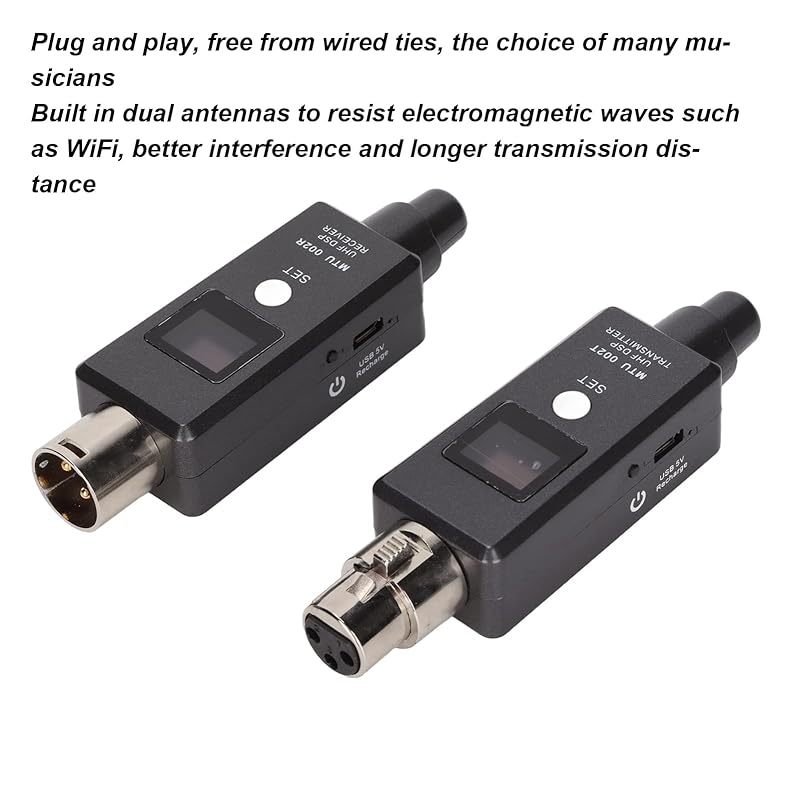 Wireless Microphone XLR Receiver, ABS Plug and Play Adapter Rechargeable Sound