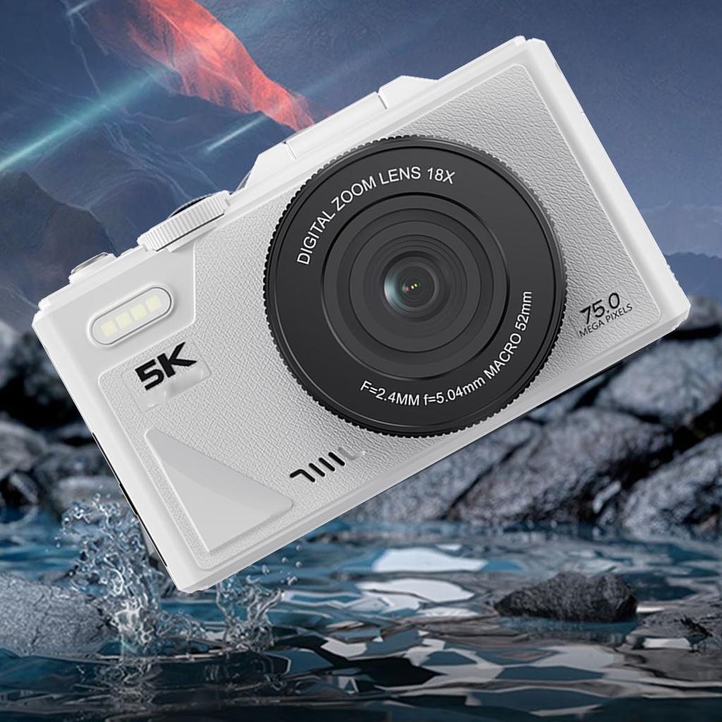 Цифровая камера 5K 75 МП HD 18-кратный зум Автофокус Поворотный на 180° Экран Стабилизация изображения Ретро Цифровая камера для селфи Путешествий