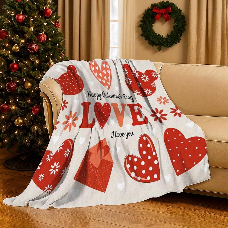 Valentine's Day heart pattern Flannel printed blanket suitable for all seasons suitable for living room office sofa and travel