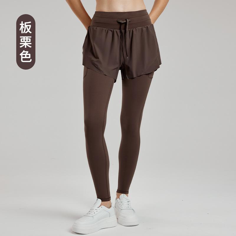 Светоотражающие брюки для йоги из двух частей с высокой талией и кулиской, фитнес-брюки, повседневные универсальные беговые быстросохнущие облегающие спортивные штаны