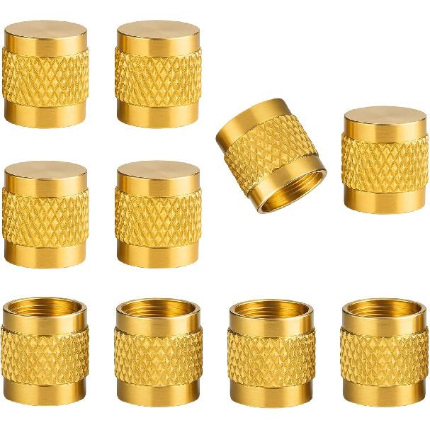 1/4" Flare Caps, 10 Pcs Brass Compression Cap Stop Valve Cap for Plumbing and HVAC Quick Seal Adapters (Gold)