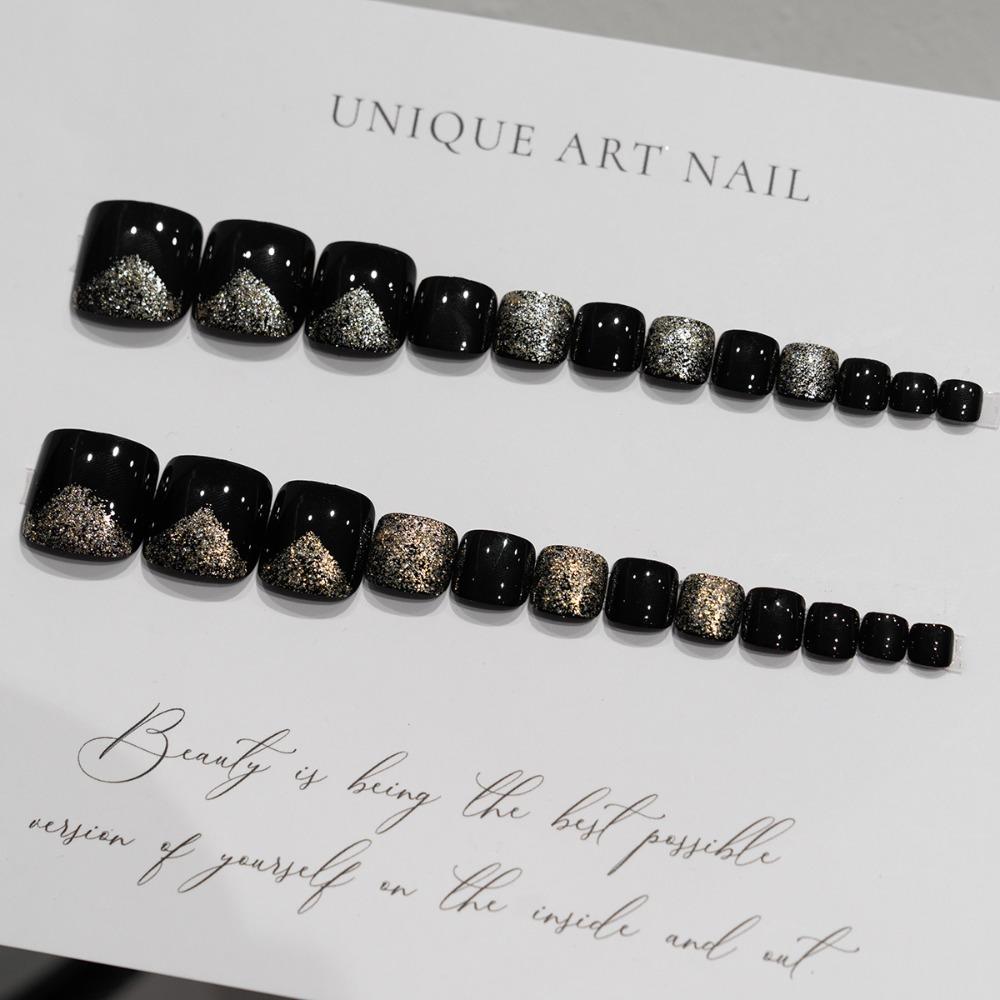 Short Length False Toe Nails Square Head Press On Nails Detachable Foot Nail Tips Girl