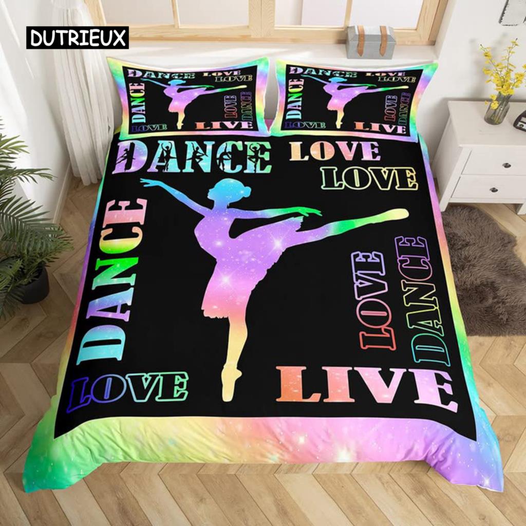 Пододеяльник для балета, комплект постельного белья Love Gymnastics, полиэстер, танцор, музыкальный плед, чехол для вечеринки Popstar, вольные упражнения, декор