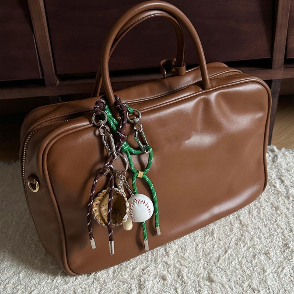 Colorful Bag Buckle Baseball Pendant Key Chain Vintage Bag Hanging Accessories  Couple Style