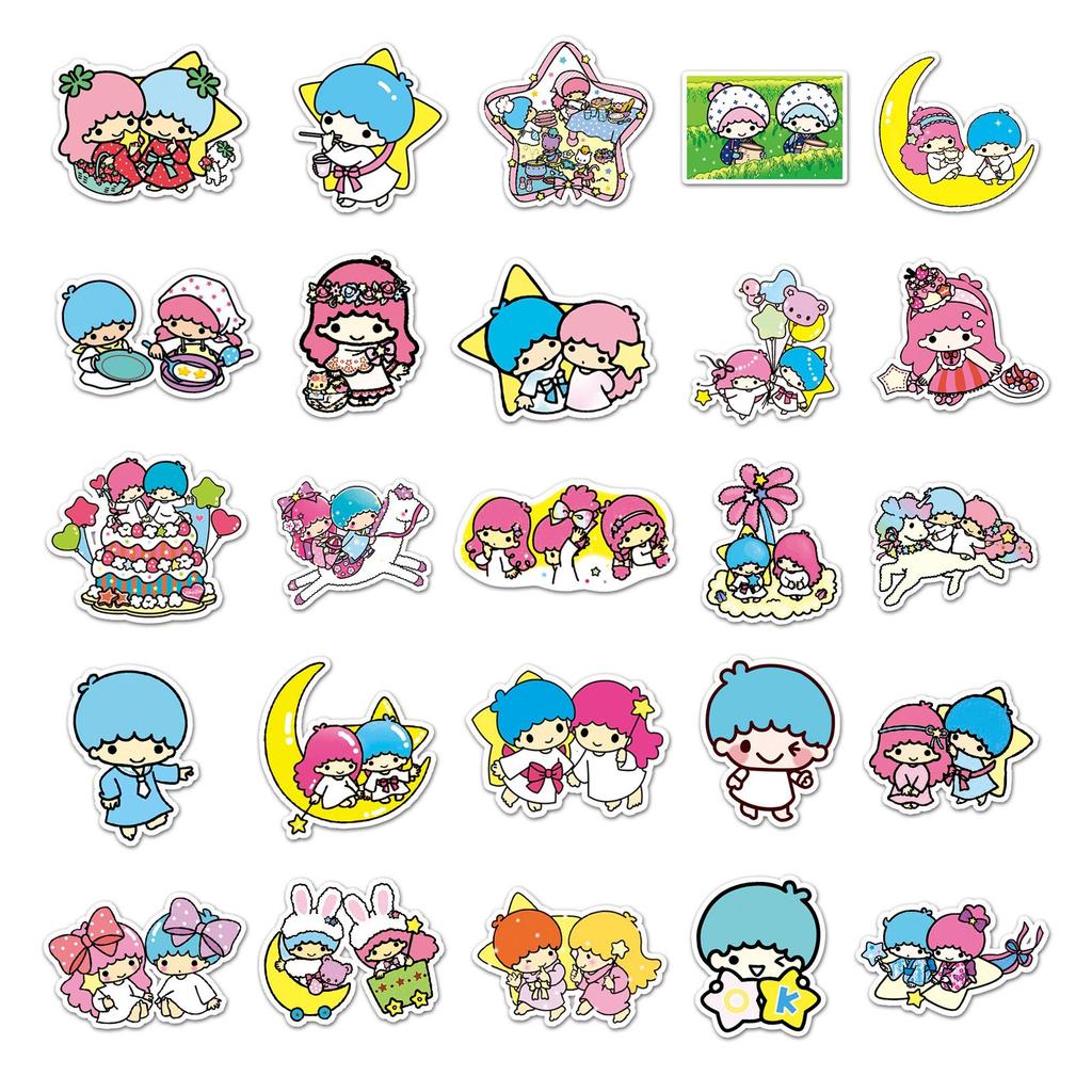 50 мультяшных наклеек Sanrio Twin Stars для детских дневников, чемоданов и ноутбуков