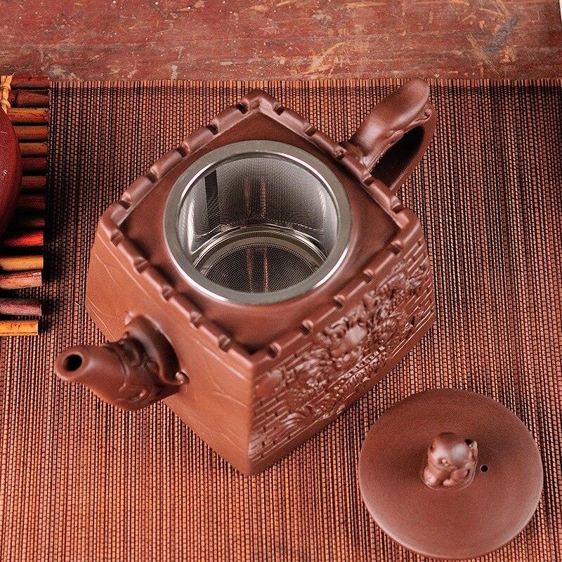 Дракон узор фиолетовые глиняные чайники китайский чайник кунг-фу чайник ручной работы с фильтром для заварки чая чайник чайные аксессуары