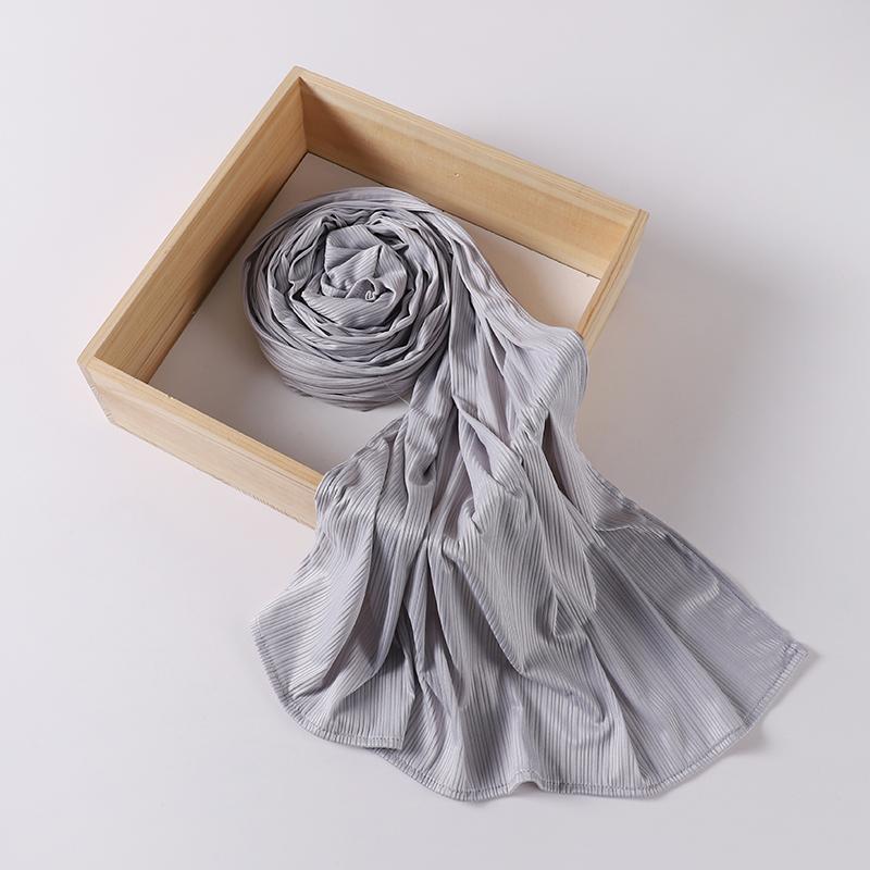 Рубчатый трикотажный хиджаб Мусульманский однотонный шарф Креповый хиджаб Шарф Мягкая исламская шаль Обёртывания Повязка на голову Вуаль Женщина Мусульманка