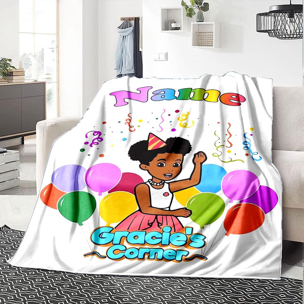 Custom Name Gracie's Corner Theme Printed Blanket - Perfect for Couch, Bed, Travel & Outdoor Use | Machine Washable, Cozy & Durable.