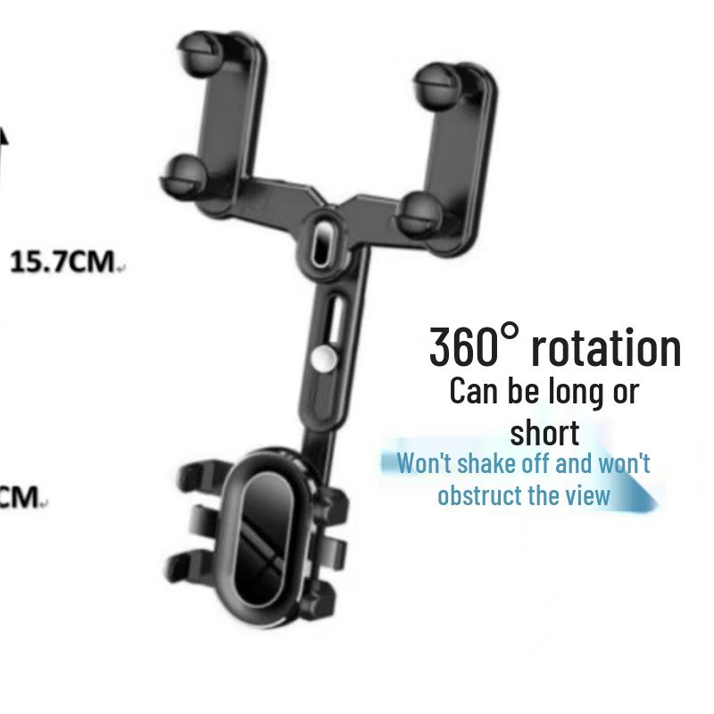 Retractable Adjustable Truck Rearview Mirror Phone Holder with Anti-Shake Navigation