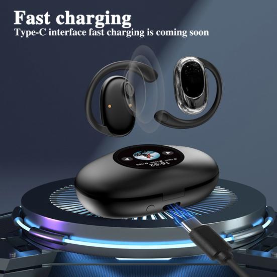 1 Pair Bluetooth-compatible Earphone with Earhook Noise Canceling HiFi Sound IPX5 Waterproof Wireless Over