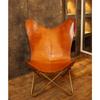 Leather Butterfly Chair Vintage Real Brown Hide Sleeper Seat Lounge