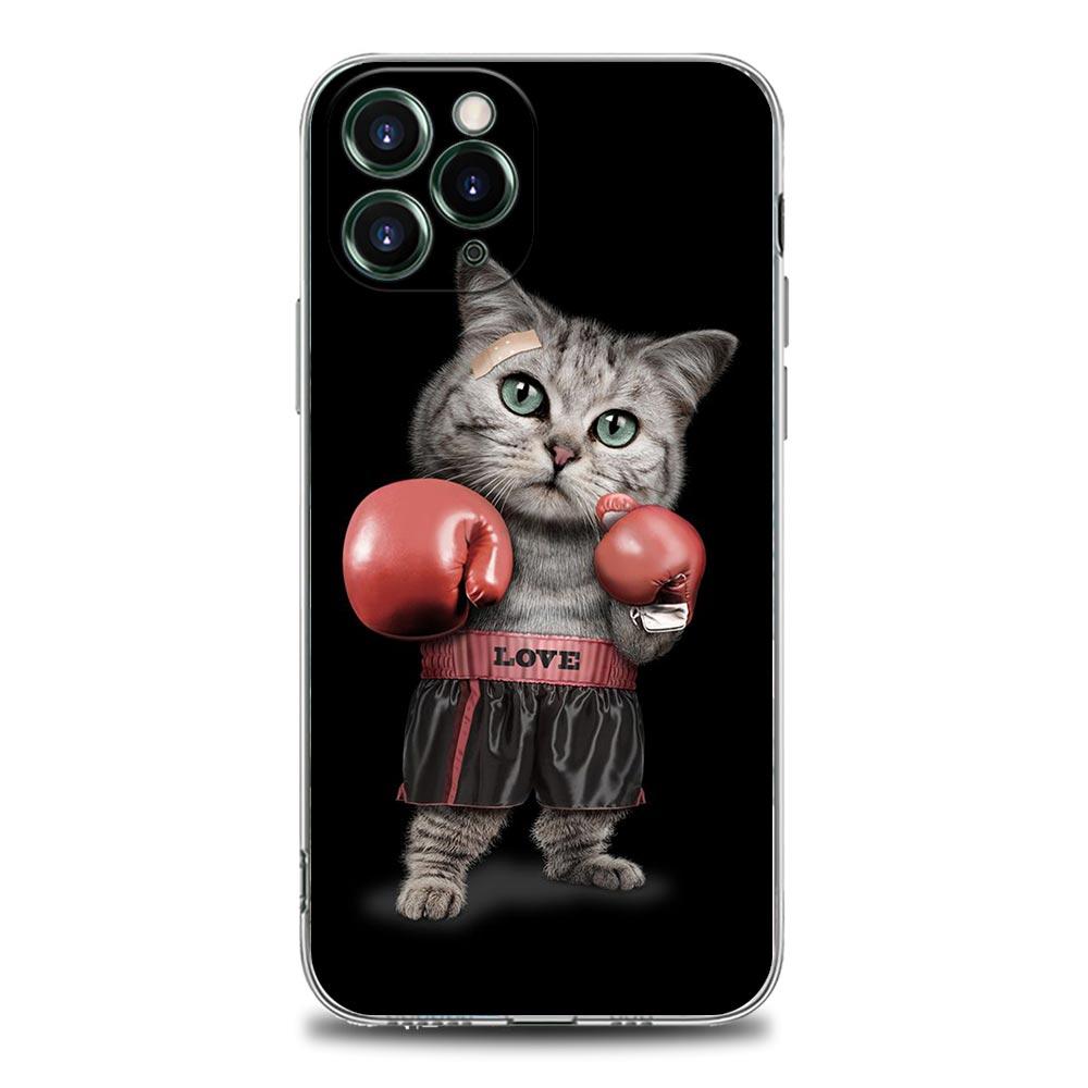 Забавный милый кошачий рисунок прозрачный чехол для телефона Apple iPhone 14 11 12 13 Pro Max 7 8 SE XR XS X Max 6 6s Plus мягкий силиконовый чехол