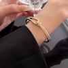 Crystal Knot Cuff Bangles Double Layer Rhinestone Bracelet Creative Exaggerated Bracelet  Party