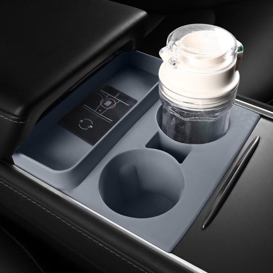 Center Console Cup Holder Insert Waterproof Car Modification Accessories Silicone Drink Cup Stopper Slot Slip Limiter Mat for Tesla Model 3/Y