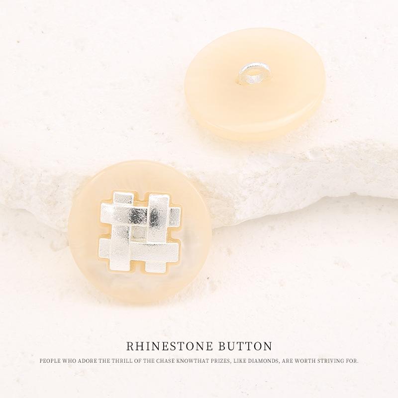 5 шт. Металлическая пуговица в сочетании со смолой, для пальто, тренча, золотая пуговица, свитера, куртки, кардигана, в стиле маленького черного платья, серебряная пуговица