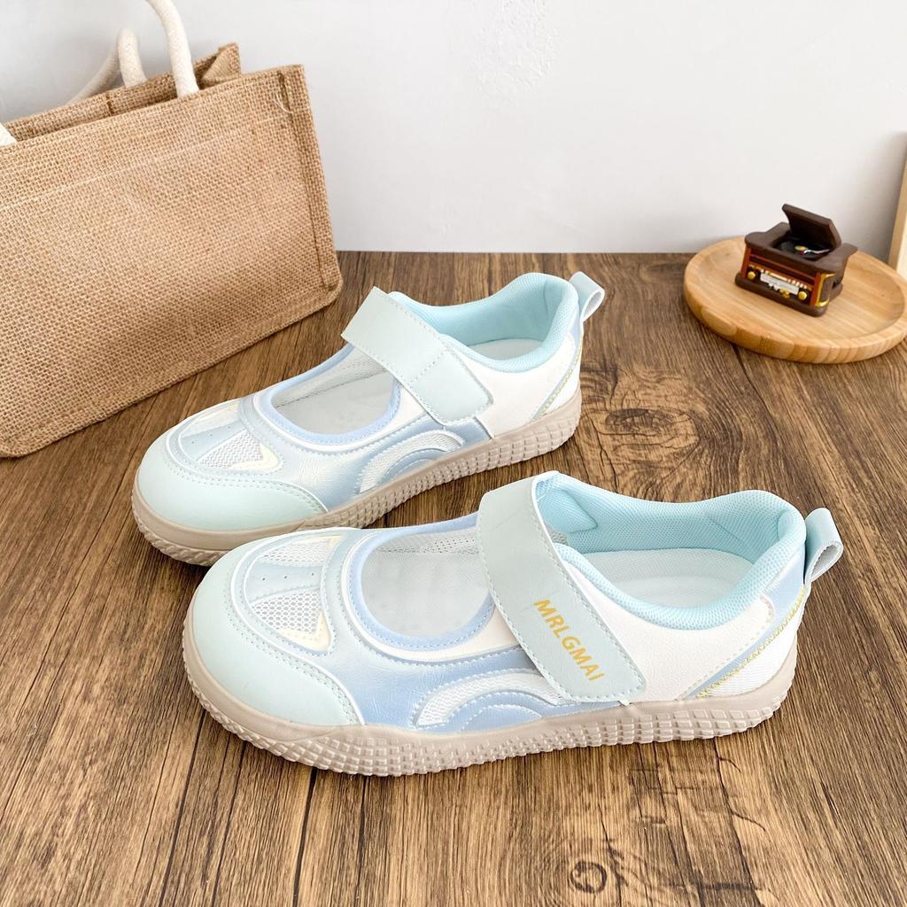 Летние новые нишевые туфли-лодочки, модные спортивные балетки на липучке Мэри Джейн, универсальные