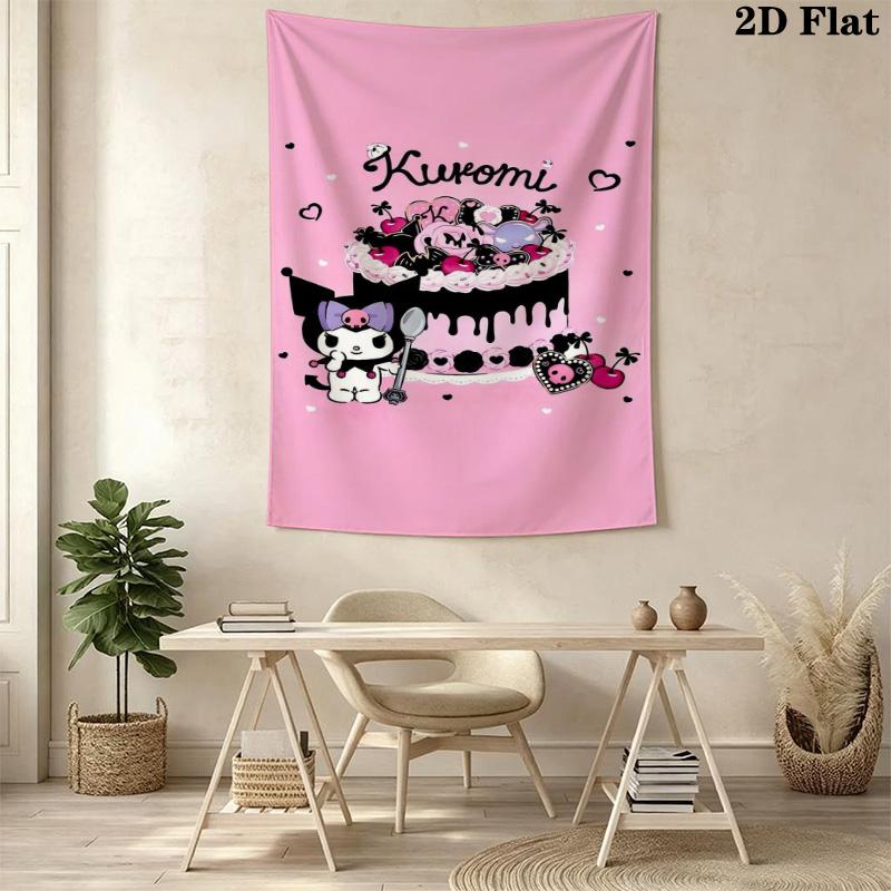 Pink Wall Tapestry Cute Characters Cake Tapestry Fashion Print Background Cloth Wall Covering Decoration Homestay Soft Decoration Tapestry