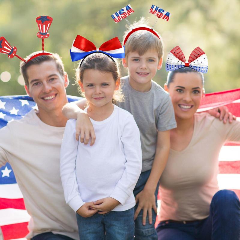 Ободок на 4 июля 9X Красный Белый Синий Аксессуары для волос на 4 июля Головной убор с флагом США Реквизит для фотосессии для взрослых и детей