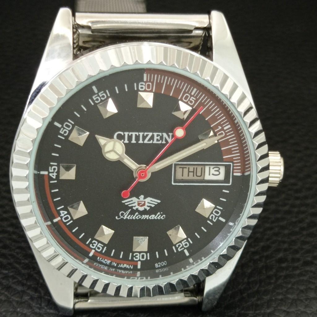 ВИНТАЖНЫЕ ОТРЕМОНТИРОВАННЫЕ МУЖСКИЕ ЧАСЫ CITIZEN AUTOMATIC 8200 ЯПОНИЯ ЧЕРНЫЙ ЦИФЕРБЛАТ a446751-1
