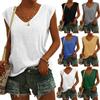 2023 Women's Solid Color V-Neck Cap Sleeve Loose Cotton T-Shirt