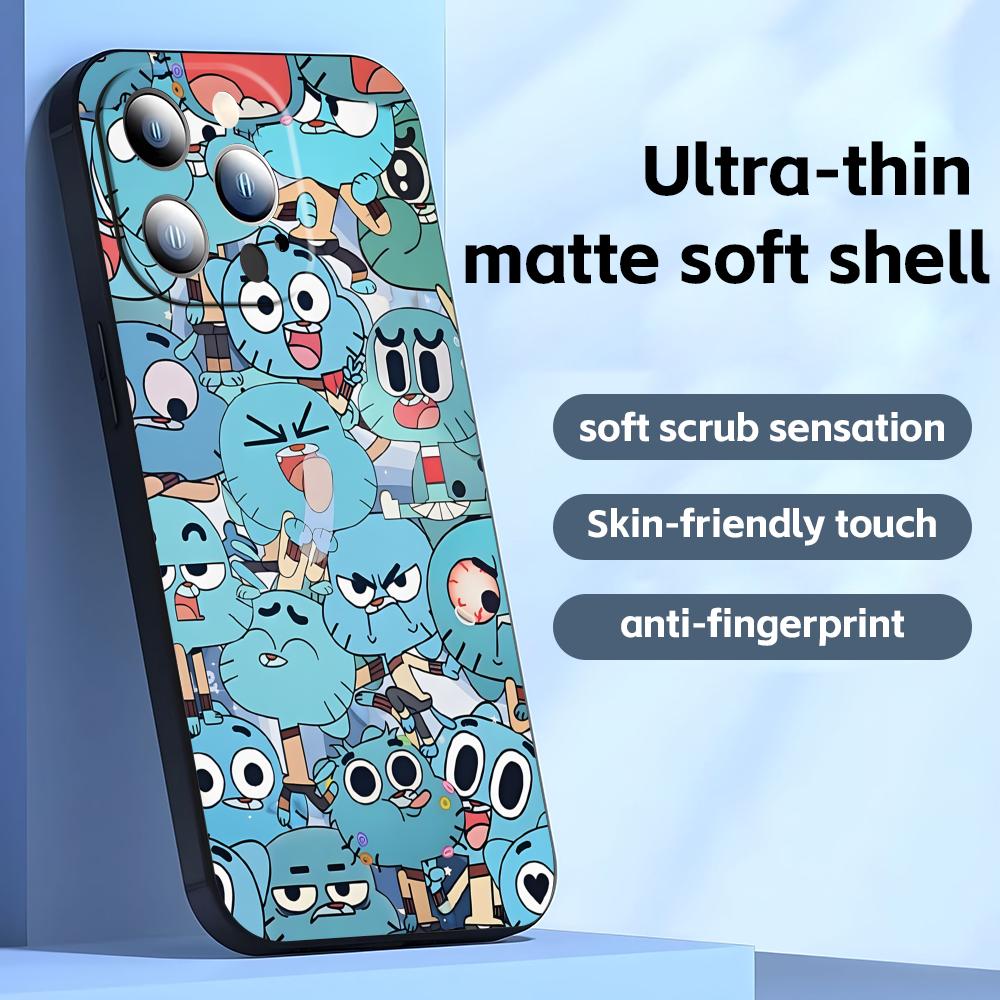 Удивительный мир Гамбола Чехол для телефона для iPhone17 16 16e 15 14 13 12 11 Plus Mini Pro Max Мягкий черный Ударопрочный чехол