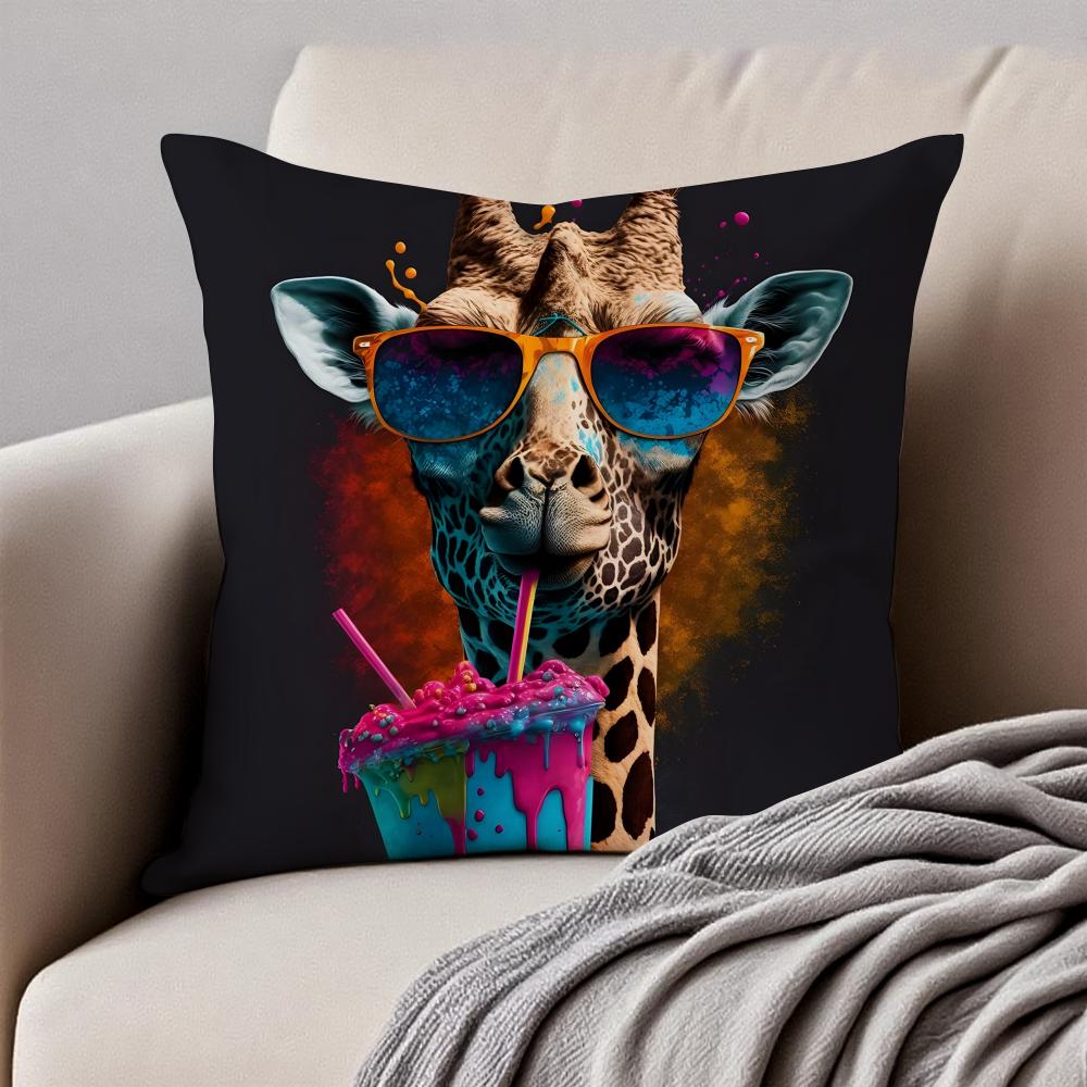 Vibrant Animal Bubble Fashion Tiger Cushion Cover Pillowcase Antidustmite Invisible Zipper Short Plush Sofa Cushion