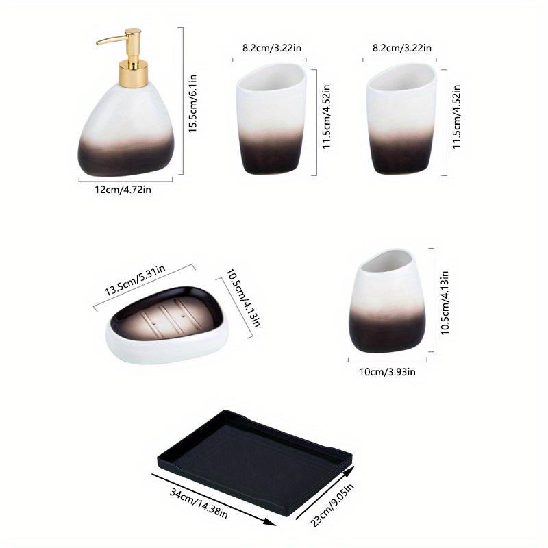 6 шт. 1 набор принадлежностей для ванной комнаты из керамической керамики коричневого цвета Advanced Gradual, 2 стаканчика для ополаскивателя для полости рта, 1 мыльница, 1 стаканчик для зубной щетки, 1 поднос, 1 баночка для лосьона Подарки Creative Home.