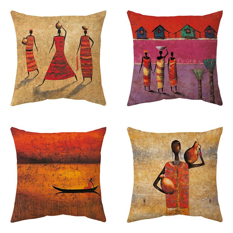 Красочная расписанная вручную египетская черная наволочка для подушки в машину, подушка для дивана, домашняя подушка