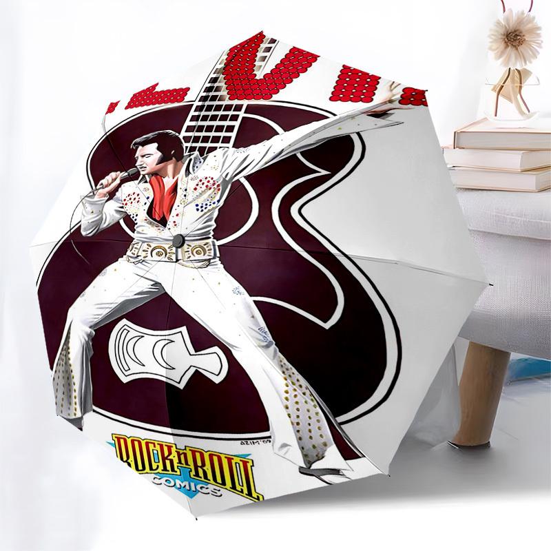 1pc ELVIS ROCK 'N' ROLL Automatic Open,Windproof, Compact Travel Umbrella, Gift for Birthday, Christmast93081