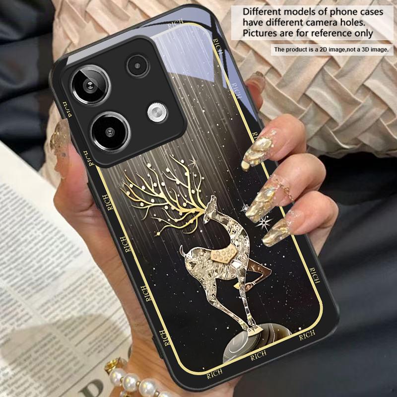 Чехол из черного стекла Starry Night Deer Chart для Redmi Note 13 Pro+ 14 Pro 8 9 9S 12S 10 Pro 11 12 A3 12 13 K60 Ultra 13C 14C