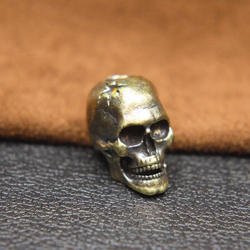 Пулевое отверстие Череп Скелет Нож Бусина Ремешок Подвеска Латунь Панк Ужасы Голова призрака Статуэтки EDC DIY Паракорд Браслет Аксессуар