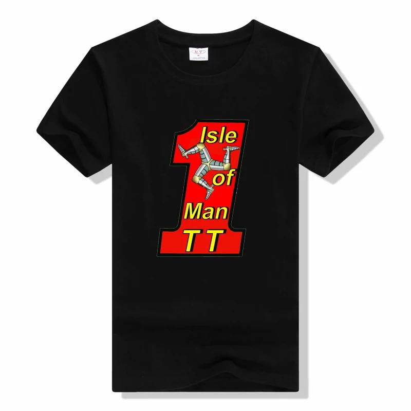 Футболка Isle Of Man TT Хлопковые футболки Круглый воротник Мотоциклетные футболки для шоссейных гонок Топы с коротким рукавом Печатная футболка