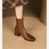 Fashion 2024 Spring and Autumn New Round Head Solid Color Simple Side Zipper High Heel Outwear Women's Naked Boots Single Boots Women