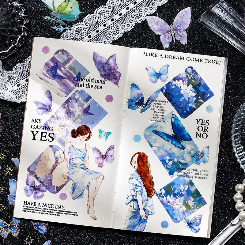 4 pcs Bronzing Butterfly Stickers Planner Decorative Adhesive Diy Hand Account Diary Album Scrapbooking accessories