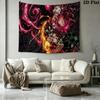 Tanjiro Nezuko Kamado Wall Tapestry Aesthetic Wall Hanging Printed Fabric Blanket Decorative Tapestries for Bedroom Living Room Home Decor