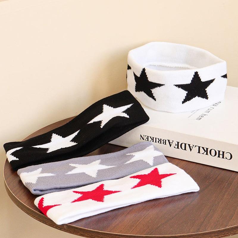 1pc Women's Headband with Star & Color-Blocking - Retro/ Horizontal Stripes & Star Motifs, Soft for Braids, Ponytails, Buns