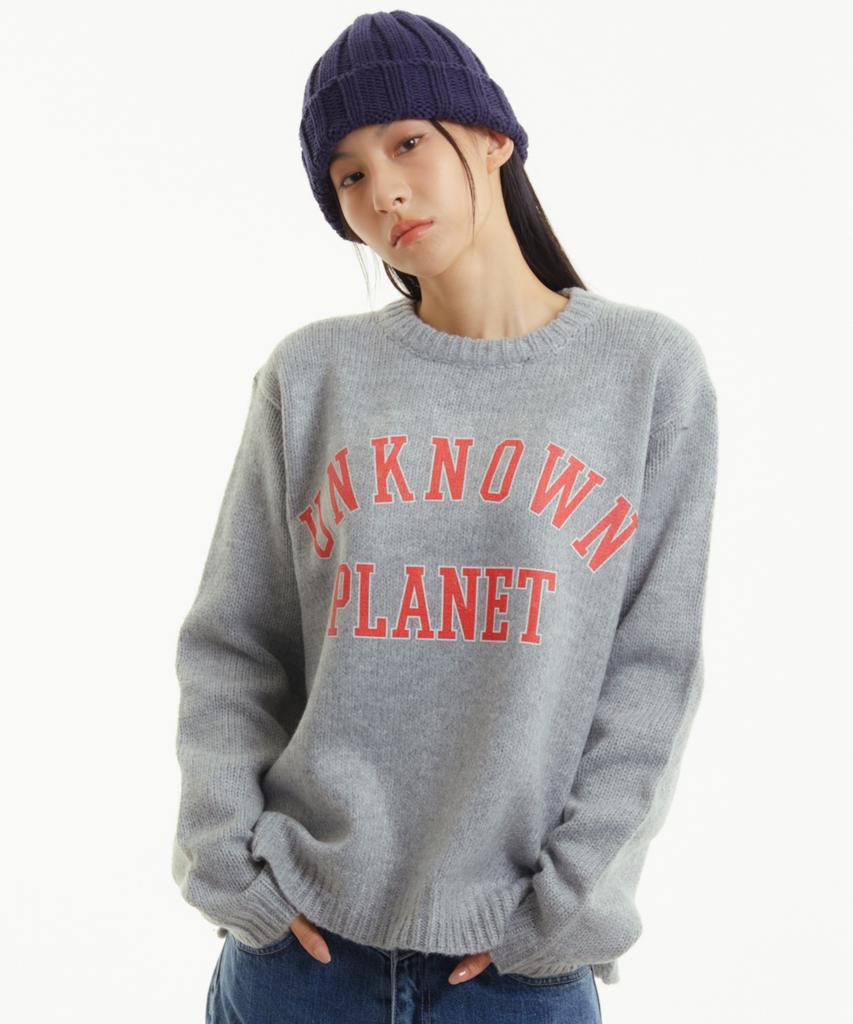 UNKNOWN PLANET Вязаный свитер с логотипом Varsity, меланж