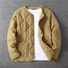 Autumn Winter Men's Cotton Jacket Vintage Thick Warm Solid Geometric Pattern Overcoat Casual Long Sleeve Coats
