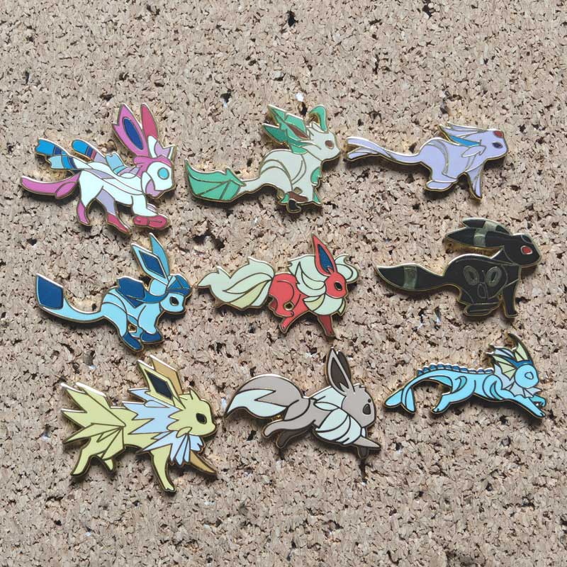 Pikachu Enamel Pins Eeveelution Eevee Lapel Badges Cute Anime Backpack Decoration Metal Brooches Gifts